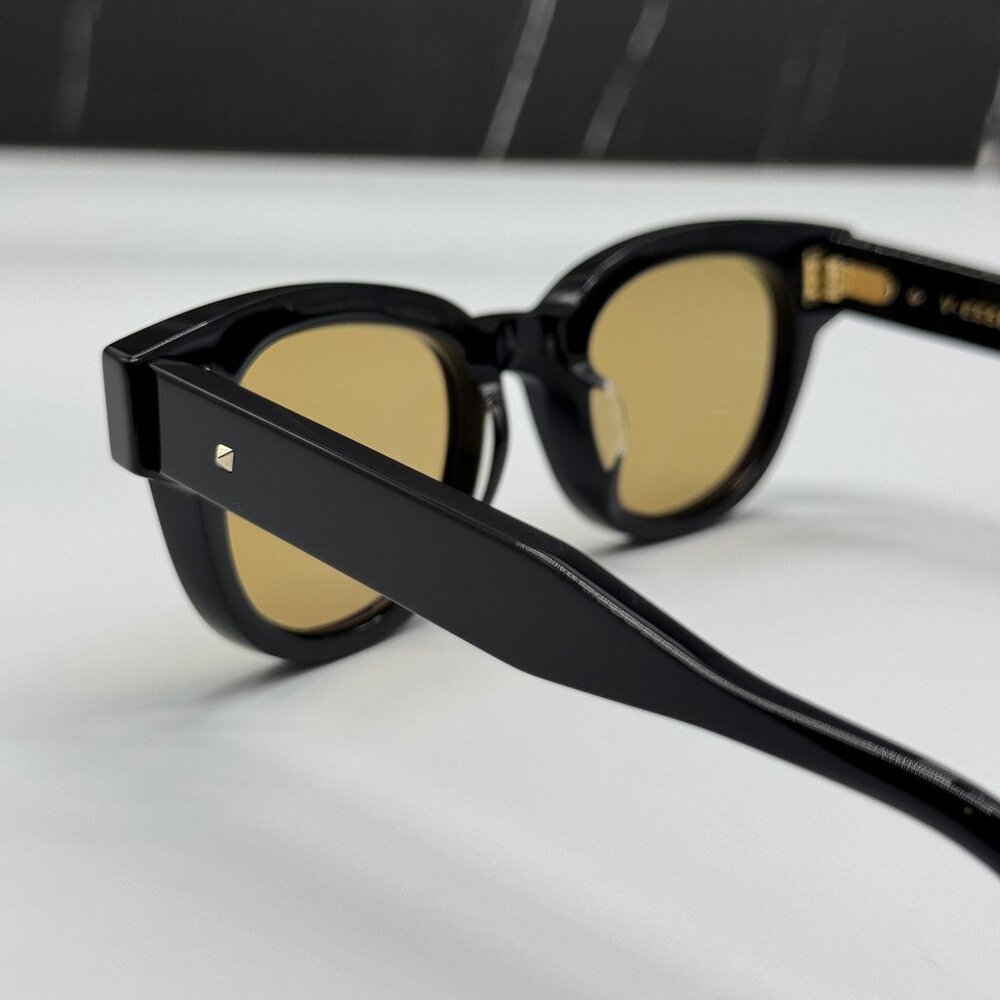 NEW VALENTINO VLS-163A BLACK BROWN ROUND SUNGLASSES VALENTINO - Picture 7 of 10